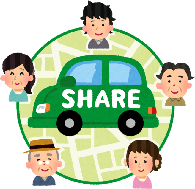 Illustration of Diverse People Sharing a Single Car
